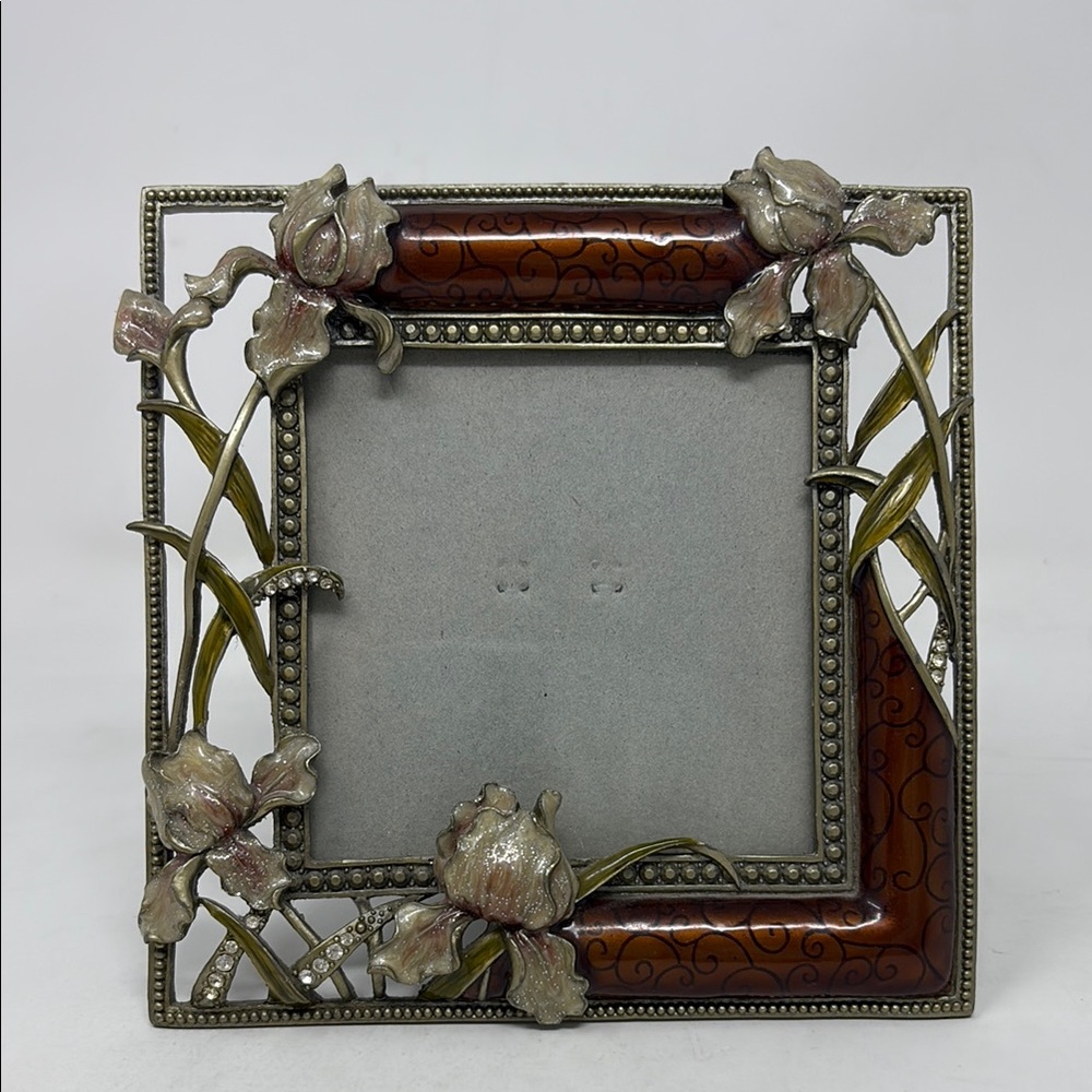 ASHLEIGH MANOR Enamel Floral Square 4x4 Picture Frame